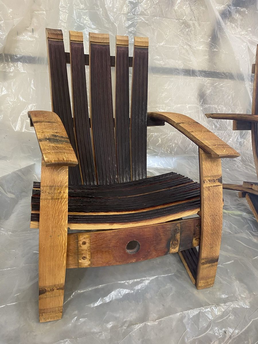 Wine-barrel Adirondack chair